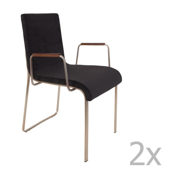 Set 2 scaune cu cotiere Dutchbone Fiore, negru