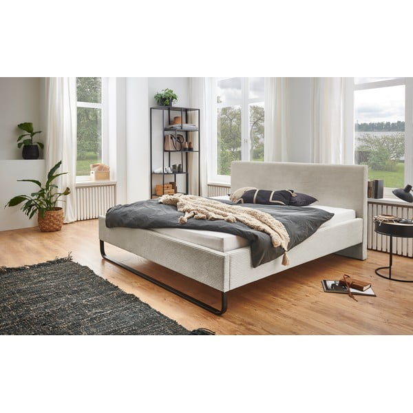 Pat matrimonial bej tapițat fără somieră 180x200 cm Swing – Meise Möbel-image-1