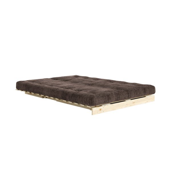 Canapea maro închis extensibilă cu tapițerie din catifea reiată  140 cm Roots – Karup-image-1