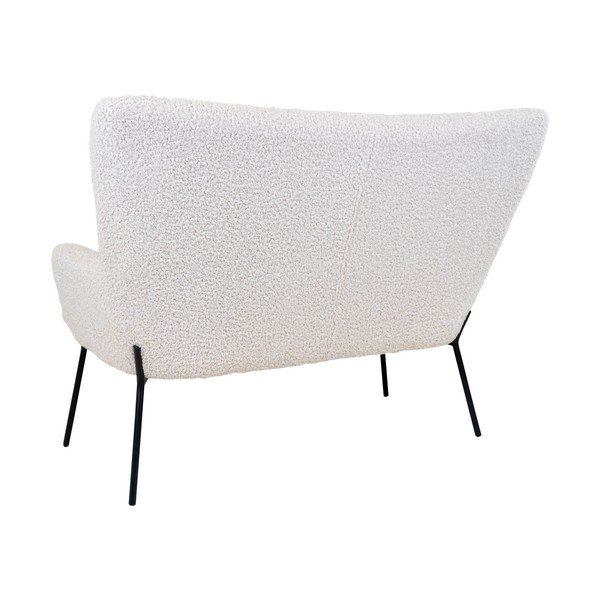 Canapea albă cu tapițerie din țesătură bouclé 128 cm Glasgow – House Nordic-image-3
