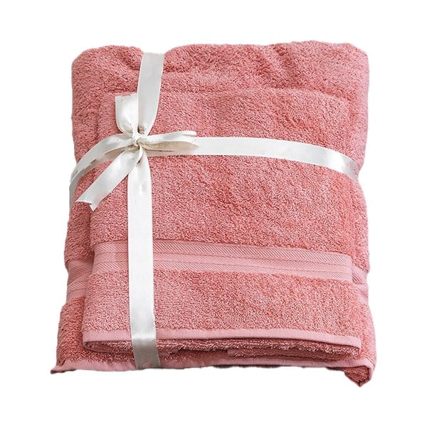 Prosoape de baie roz 2 buc. din bumbac din frotir – Foutastic