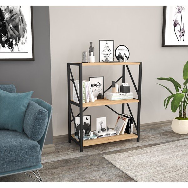 Etajeră neagră/cu aspect de lemn de pin 64x70 cm Lions – Gauge Concept-image-2
