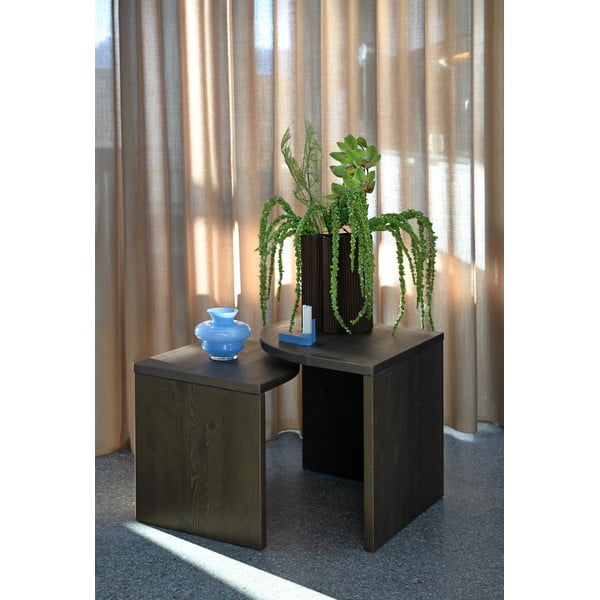 Măsuțe de cafea maro închis 2 buc. din lemn de pin Combine – Karup Design-image-1