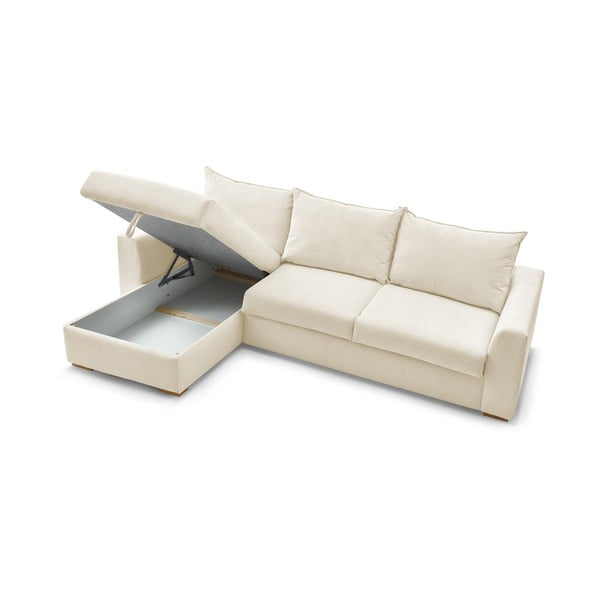 Colțar crem extensibil cu tapițerie din catifea reiată  (cu colț variabil) Augustin – Bobochic Paris-image-4