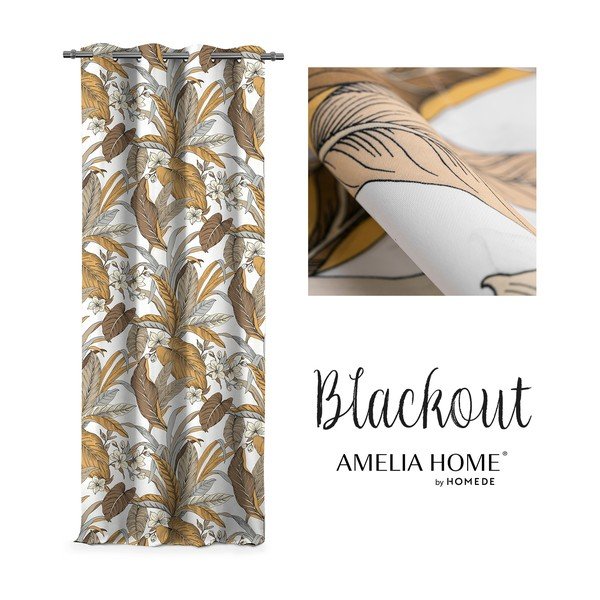 Draperie cu motive florale AmeliaHome, 140 x 245 cm, maro-image-2
