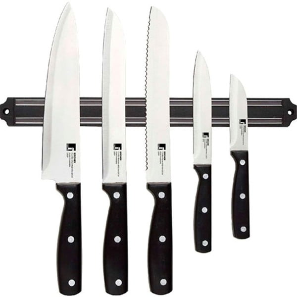 Set 5 cuțite cu suport magnetic Bergner Masterpro