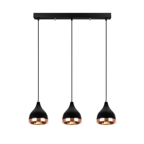 Lustră neagră/arămie cu abajur din metal Yildo – Opviq lights
