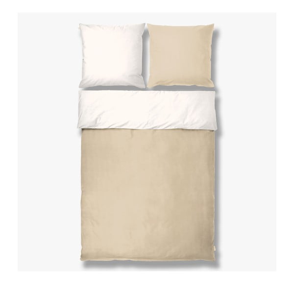 Lenjerie de pat albă/bej din bumbac percal pentru pat de o persoană 140x200 cm Shades – Mette Ditmer Denmark