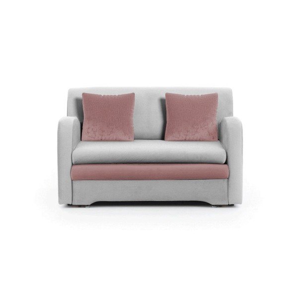 Canapea roz/gri deschis extensibilă cu tapițerie din catifea 130 cm Ario – ELTAP