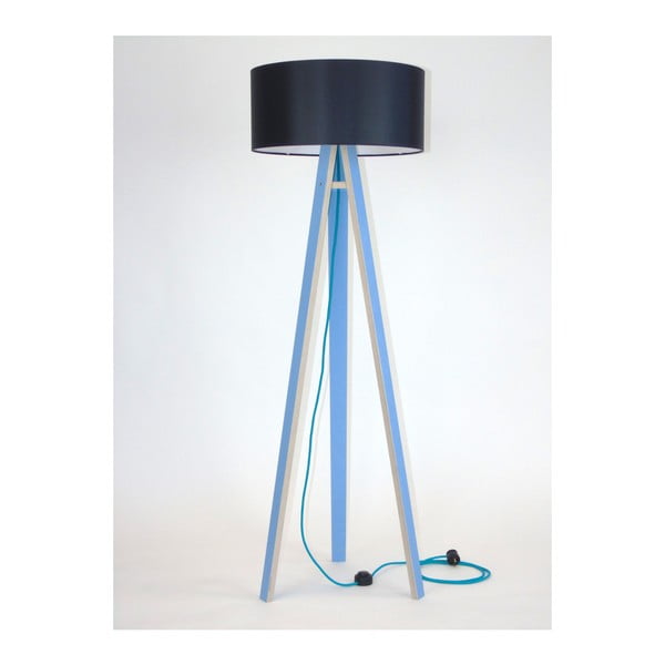 Lampadar albastru cu abajur negru și cablu turcoaz Ragaba Wanda