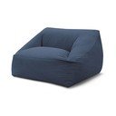 Fotoliu bean bag albastru închis cu tapițerie din catifea reiată Lilibet – Bobochic Paris