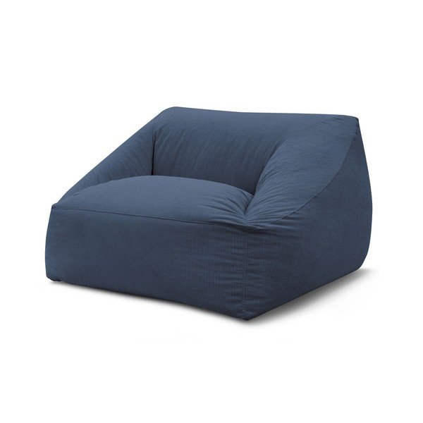 Fotoliu bean bag albastru închis cu tapițerie din catifea reiată Lilibet – Bobochic Paris