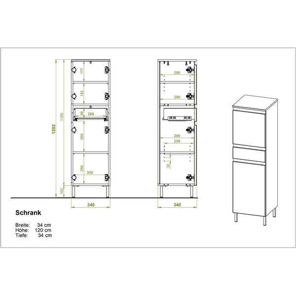 Dulap de baie înalt alb în decor de stejar 34x120 cm Torrance - Germania-image-3