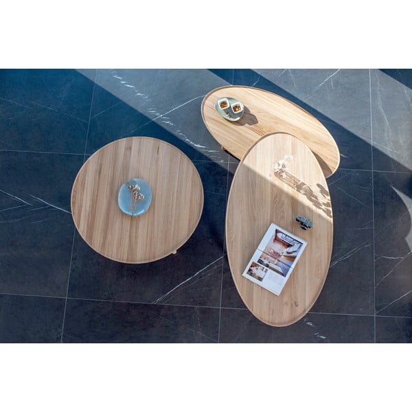 Măsuță de cafea în culoare naturală rotundă din lemn de stejar ø 100 cm Mu – Gazzda-image-1