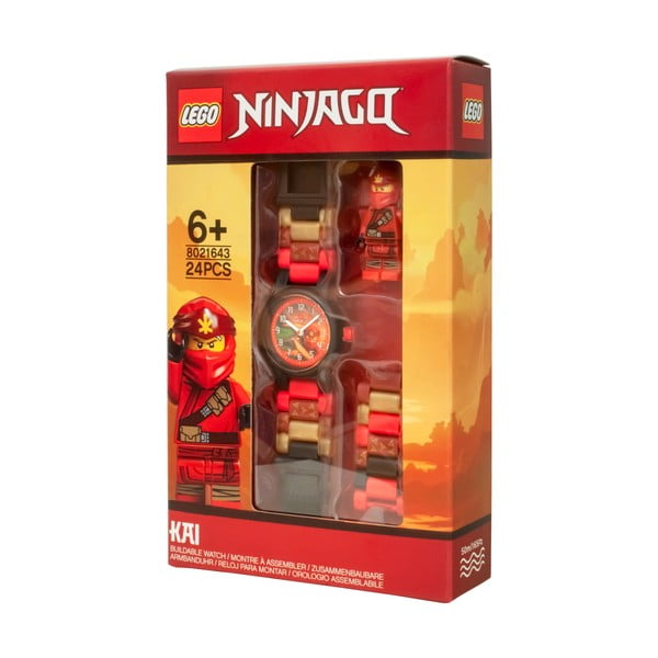 Ceas de mână cu curea pliabilă și minifigurină LEGO® NINJAGO Kai, roșu-image-1