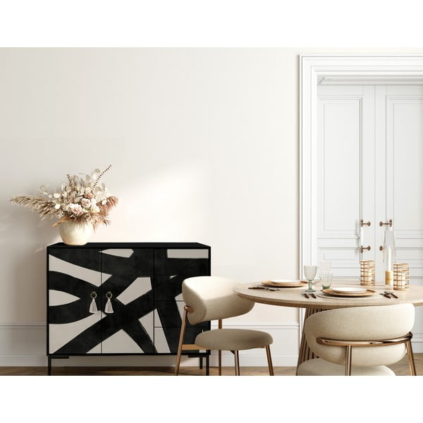 Comodă negru-bej joasă 113x84 cm Wilma – Really Nice Things-image-4