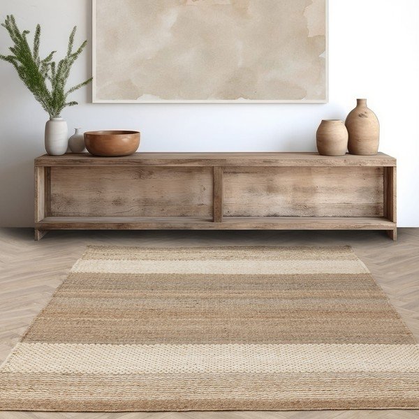 Covor alb/bej reversibil/țesut manual din iută 120x170 cm Cedar – Asiatic Carpets-image-1