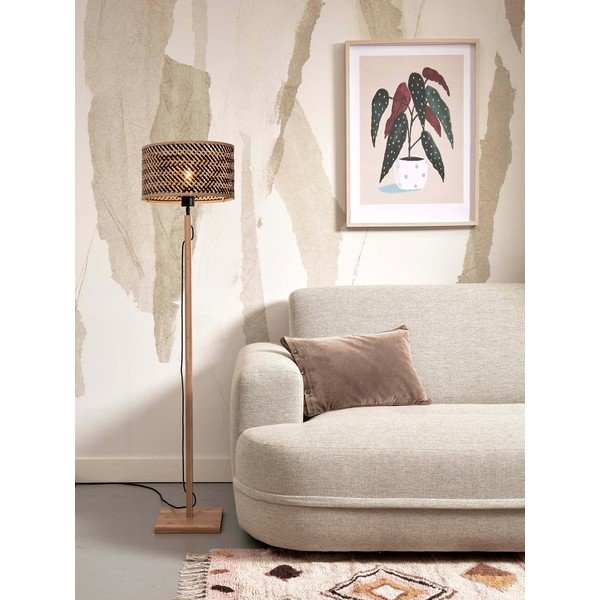 Lampadar negru/în culoare naturală cu abajur din bambus (înălțime 128 cm) Java – Good&Mojo-image-3