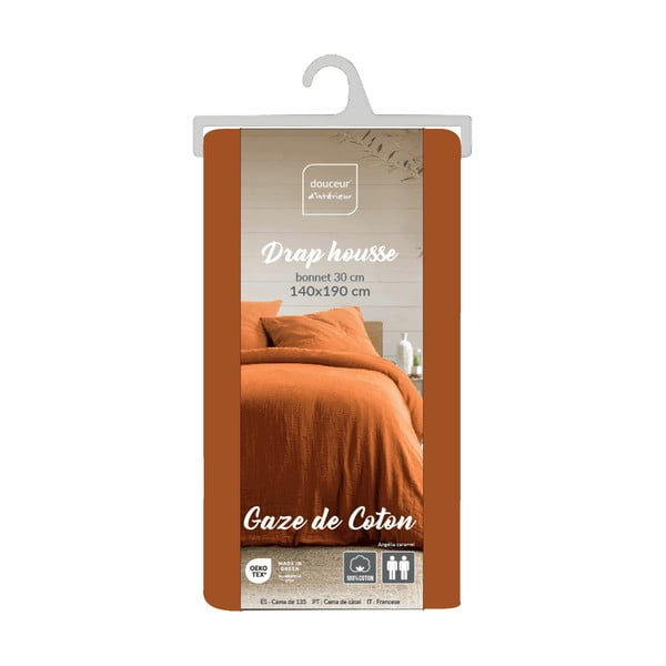 Cearceaf portocaliu/maro din muselină 140x190 cm Angelia – douceur d'intérieur-image-3