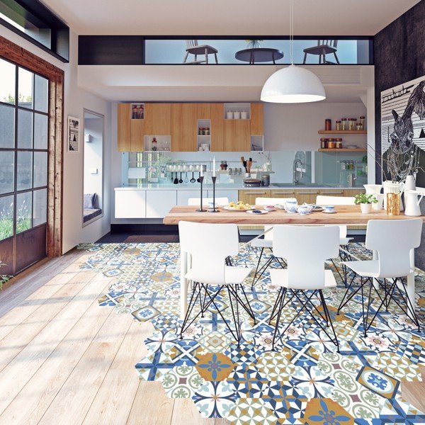 Set 10 autocolante pentru podea Ambiance Hexagons Rosamar, 20 x 18 cm-image-2