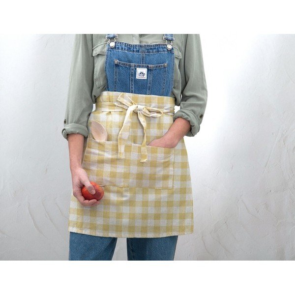 Șorț textil Really Nice Things Delantal de Lino Yellow Vichy-image-1