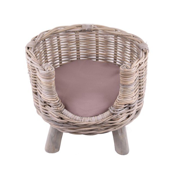 Pat din ratan cu picioare din lemn pentru pisici Esschert Design, (38 x 38 x 2 cm)-image-1