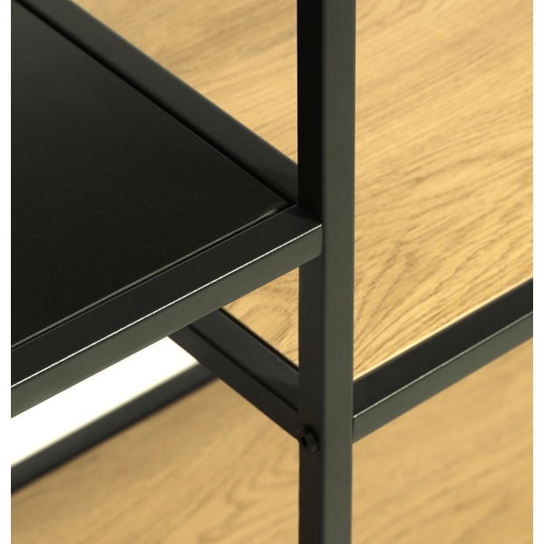 Bibliotecă neagră/în culoare naturală cu aspect de lemn de stejar 80x146x35 cm Altino – Unique Furniture-image-4