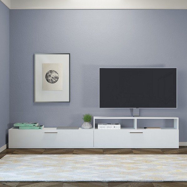 Set comodă TV și etajeră Siri, lățime 240 cm, alb-image-1