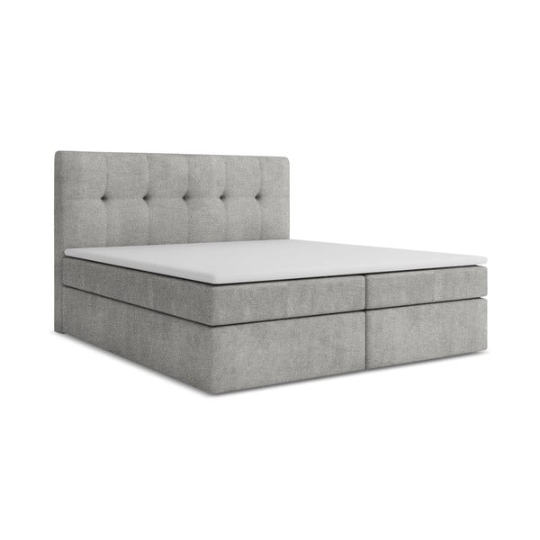 Pat boxspring gri deschis cu spațiu de depozitare 160x200 cm Palta – Makamii
