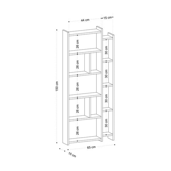 Bibliotecă în culoare naturală cu aspect de lemn de stejar 65x150 cm Momo – Kalune Design-image-3