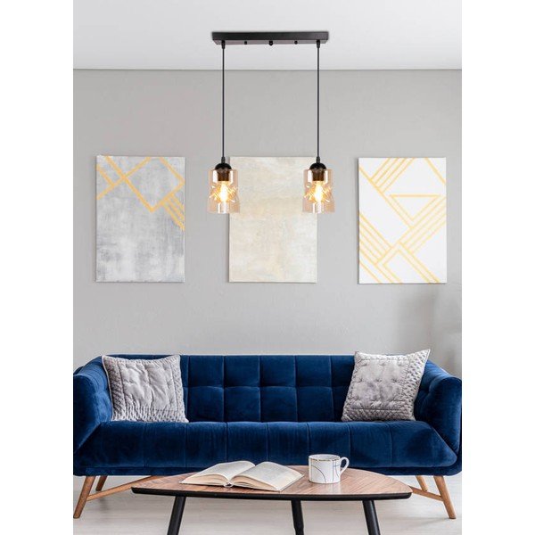 Lustră neagră cu abajur din sticlă 10x44 cm Felis – Candellux Lighting-image-1