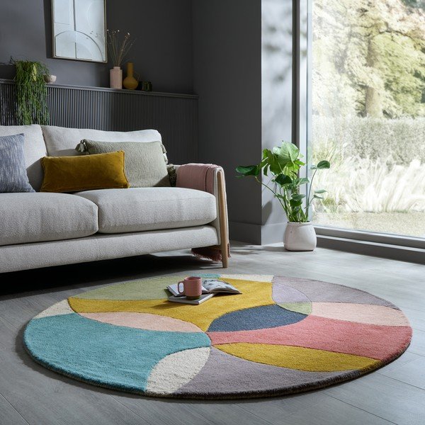 Covor țesut manual rotund din lână ø 160 cm Glow Multi – Flair Rugs-image-1