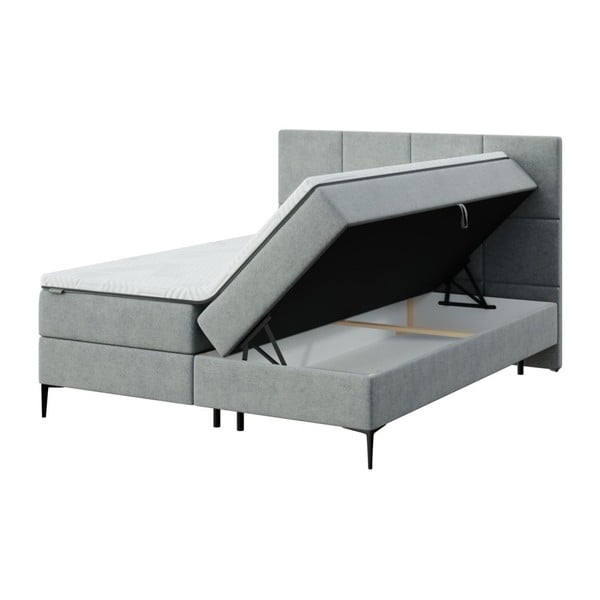 Pat boxspring gri cu spațiu de depozitare 180x200 cm Bufo – MESONICA-image-2