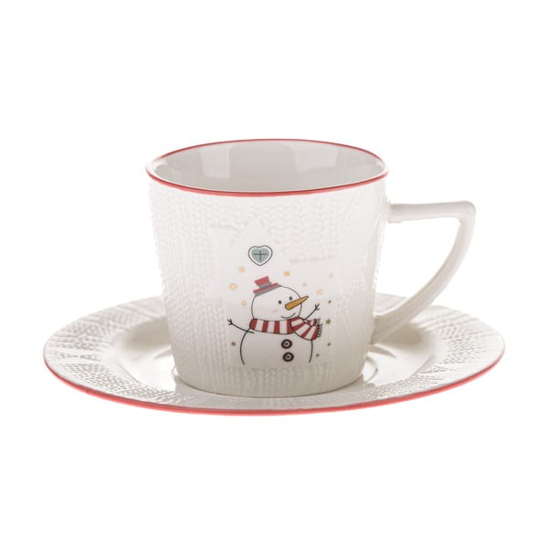 Ceașcă albă din porțelan 110 ml  cu model de Crăciun Snowman – Dakls