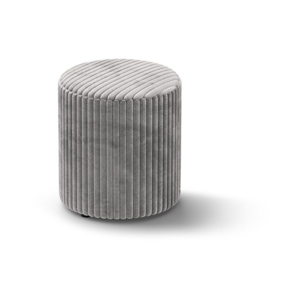 Taburet gri deschis cu tapițerie din catifea reiată Dia – Micadoni 