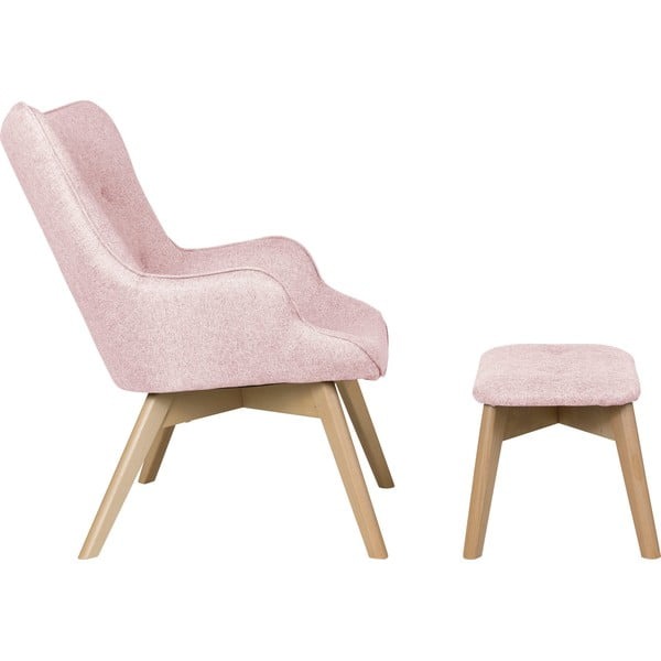 Fotoliu cu taburet roz deschis Niko – Ropez-image-3