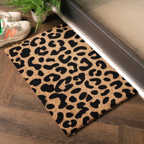 Covoraș de intrare din fibre de nucă de cocos 40x60 cm Leopard – Artsy Doormats-image-1