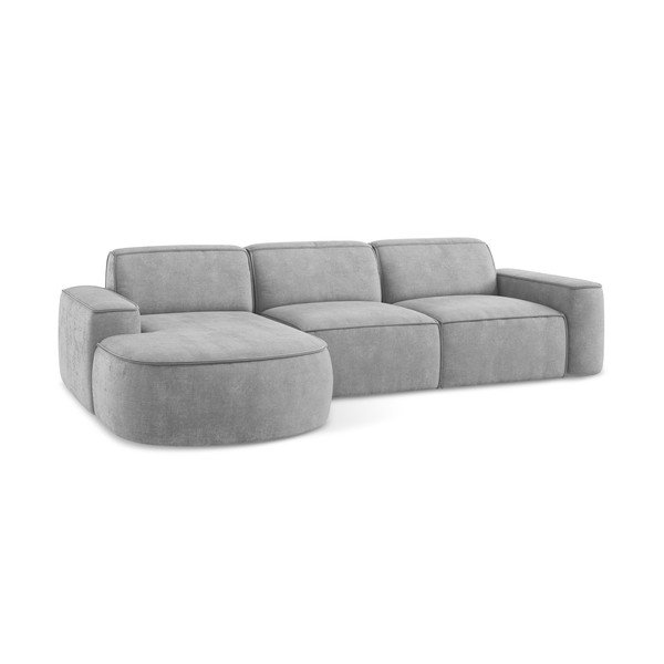 Colțar gri deschis cu tapițerie din chenille (cu colț pe partea stângă/cu șezlong) Omao – Makamii-image-4