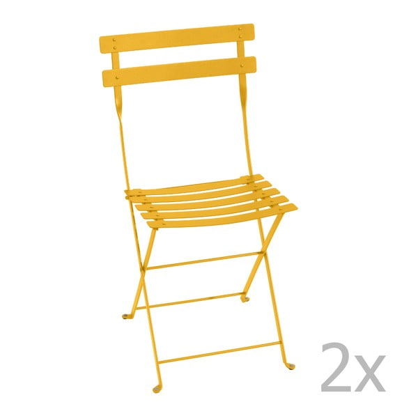 Set 2 scaune pliante Fermob Bistro, galben miere