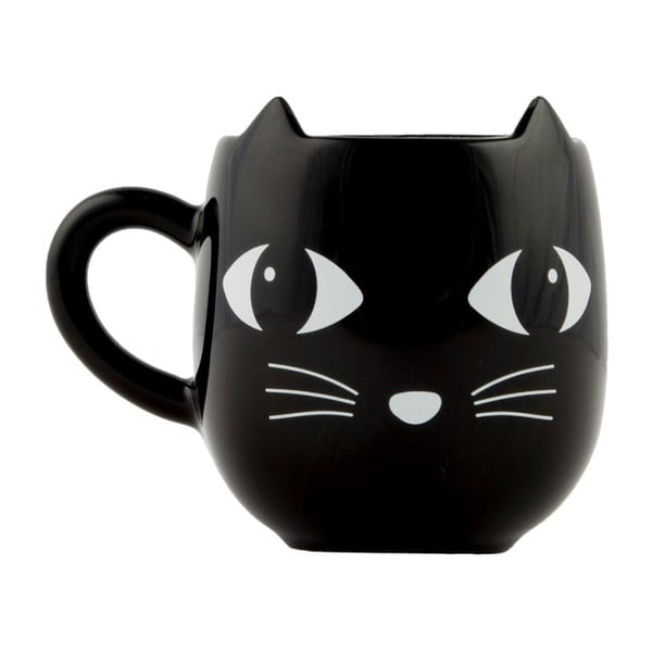 Cană din ceramică Sass & Belle Cat, negru, 300 ml