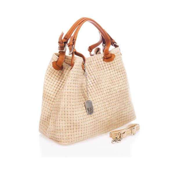 Geantă din piele Federica Bass Hydri, crem-image-2