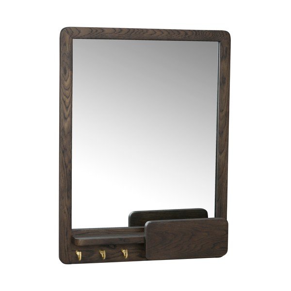 Oglindă de perete cu raft și ramă din lemn 45x60 cm Inverness - Rowico-image-2