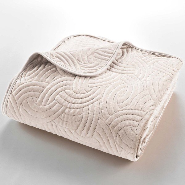 Set cuvertură și față de pernă crem din catifea 220x240 cm Solange – douceur d'intérieur-image-2