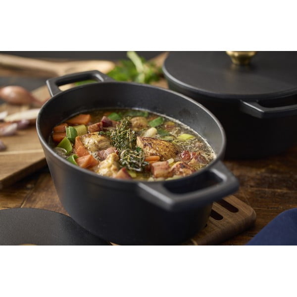 Oală cu capac din fontă 3,8 l adecvată pentru plita cu inducție – Holm-image-1