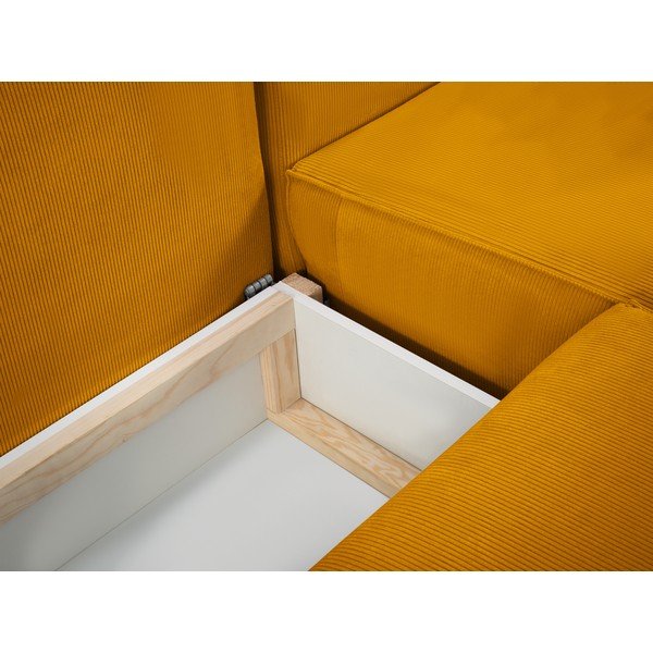 Canapea extensibilă din catifea în formă de U Mazzini Sofas Azalea, galben-image-1
