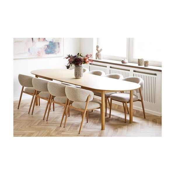 Masă de dining extensibilă cu aspect de lemn de stejar cu blat suplimentar Bundaberg – House Nordic-image-2