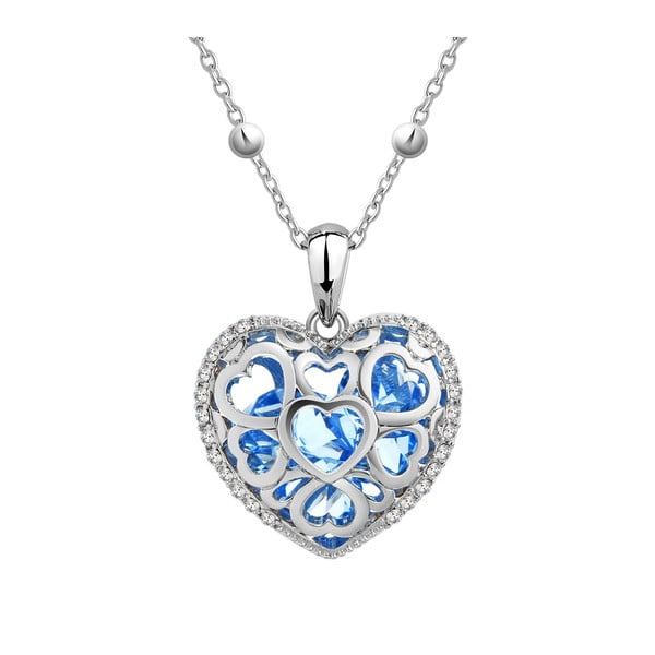 Colier cu cristale Swarovski Elements Crystals Heart, albastru