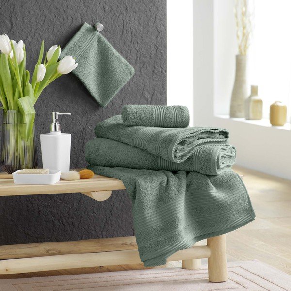 Prosop verde salvie din bumbac din frotir 30x50 cm Tendresse – douceur d'intérieur-image-2