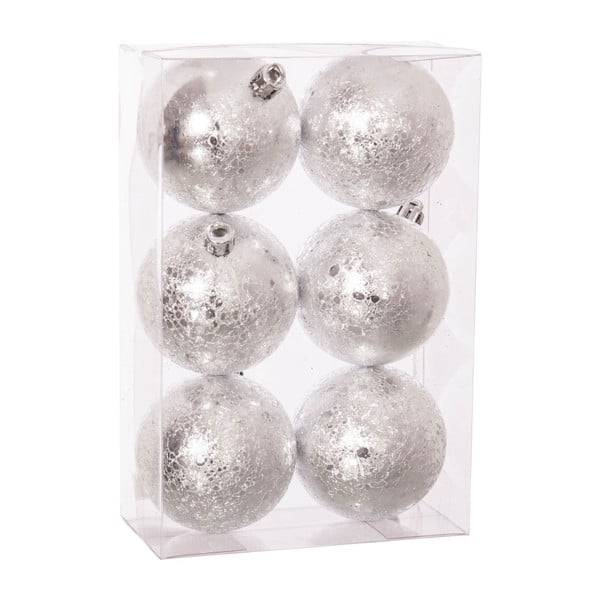 Set 6 decorațiuni de Crăciun Unimasa Wrinkled, argintiu