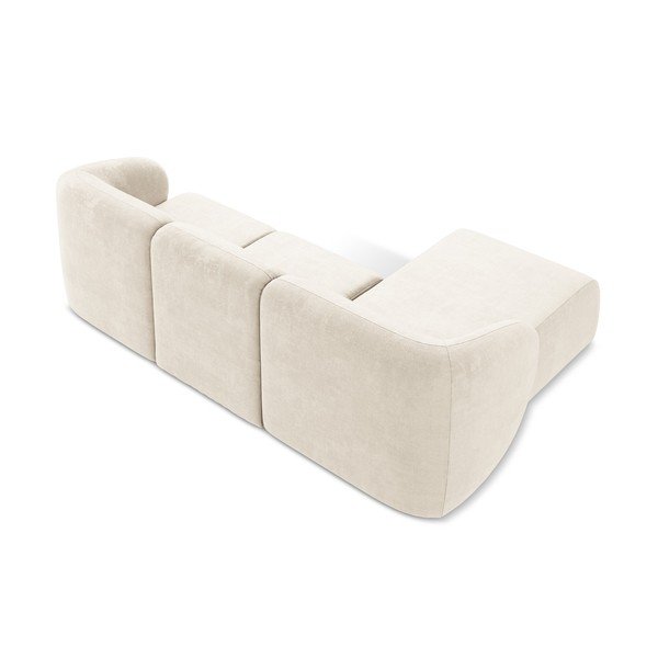 Colțar bej cu tapițerie din chenille (cu colț pe partea stângă/cu șezlong) Lani – Makamii-image-3